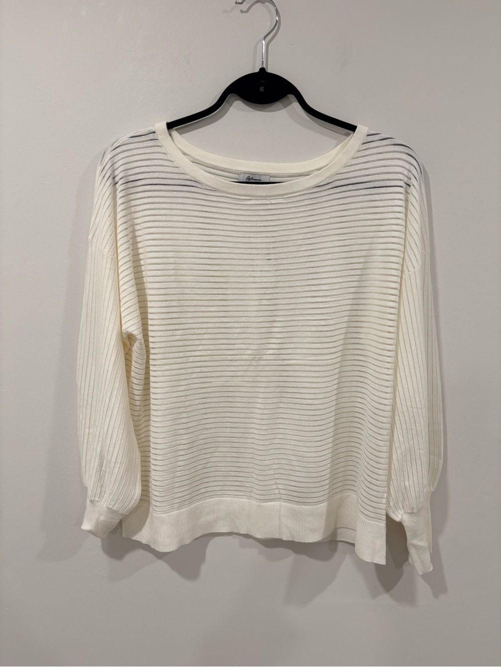 Reitmans Ivory Sheer Ribbed Dolman Sleeve Sweater Size L/G - Picture 2 of 11
